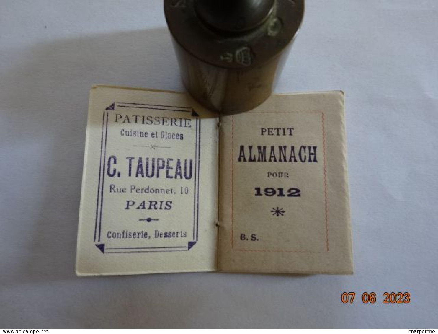 CALENDRIER  ANNEE 1912 PUBLICITE PATISSERIE TAUPEAU PARIS PERSONNAGE FEMININ - Tamaño Pequeño : 1901-20