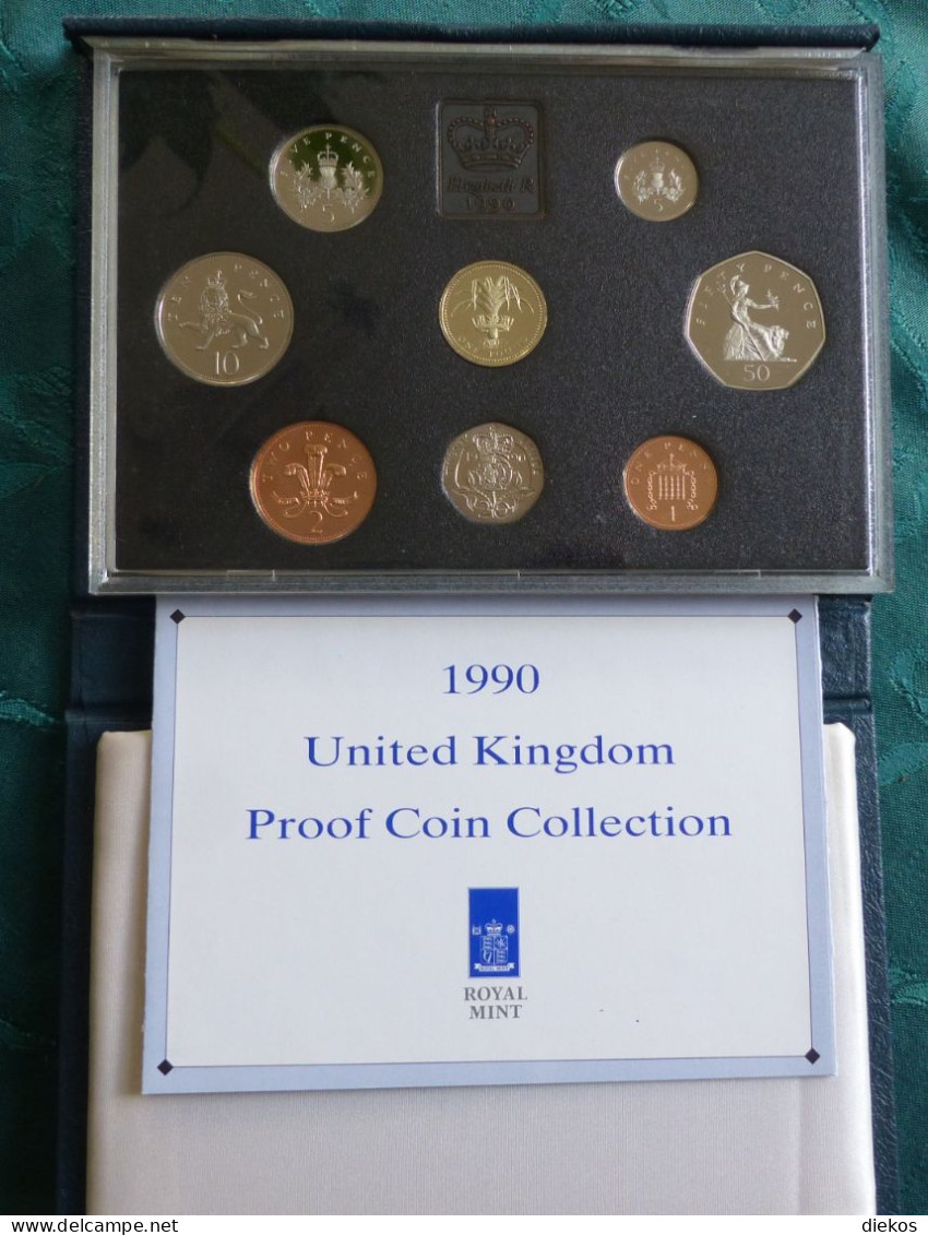 1990 The Royal Mint Vereinigtes Königreich UK 8 Münzen Proof Set  #p1 - Mint Sets & Proof Sets