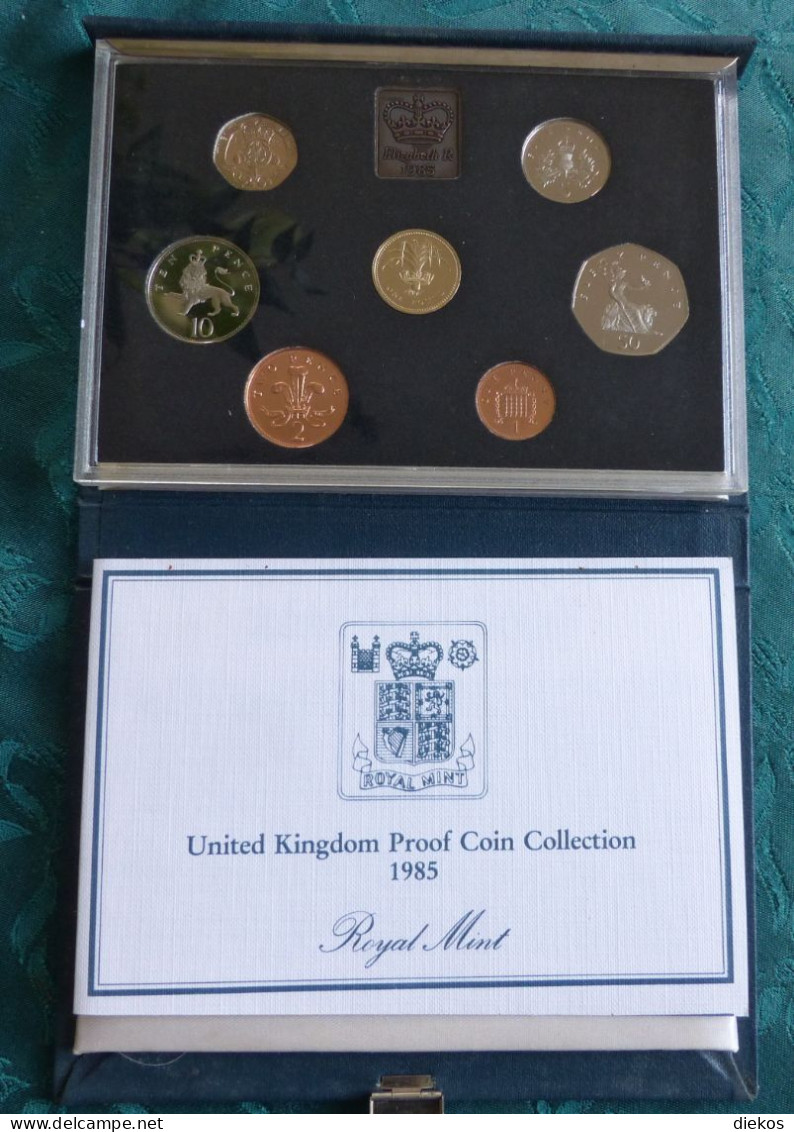 1985 The Royal Mint Vereinigtes Königreich UK 8 Münzen Proof Set  #p3 - Mint Sets & Proof Sets