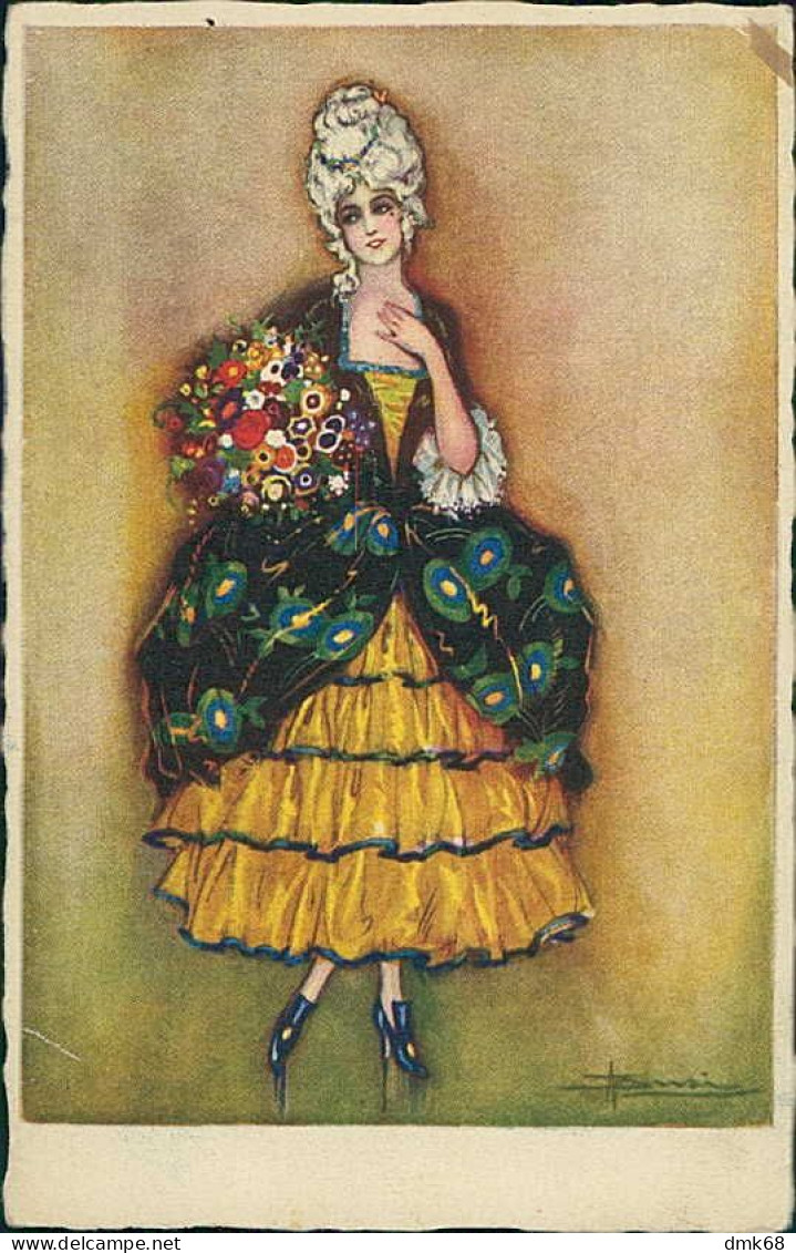 BUSI SIGNED 1910s  POSTCARD - WOMAN & FLOWERS - EDIT DEGAMI 854  (4529) - Busi, Adolfo