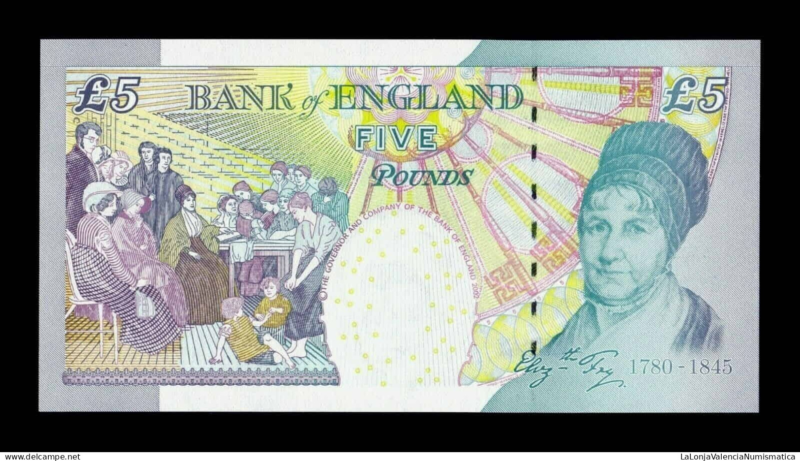 Gran Bretaña Great Britain 5 Pounds Elizabeth II 2002 Pick 391d Sc Unc - 5 Pounds