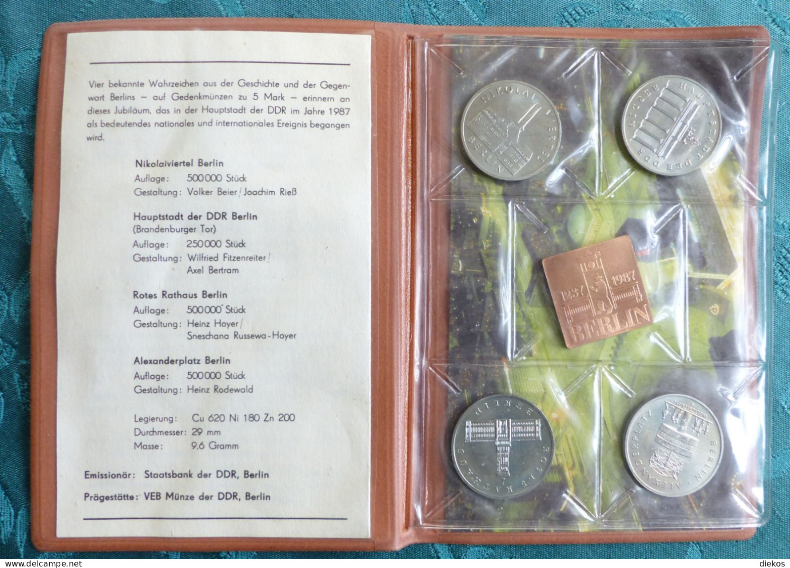 750 Jahre Berlin DDR Gedenkmünzen 4 X 5 Mark Mit Beschreibung  #p11 - Sets De Acuñados &  Sets De Pruebas