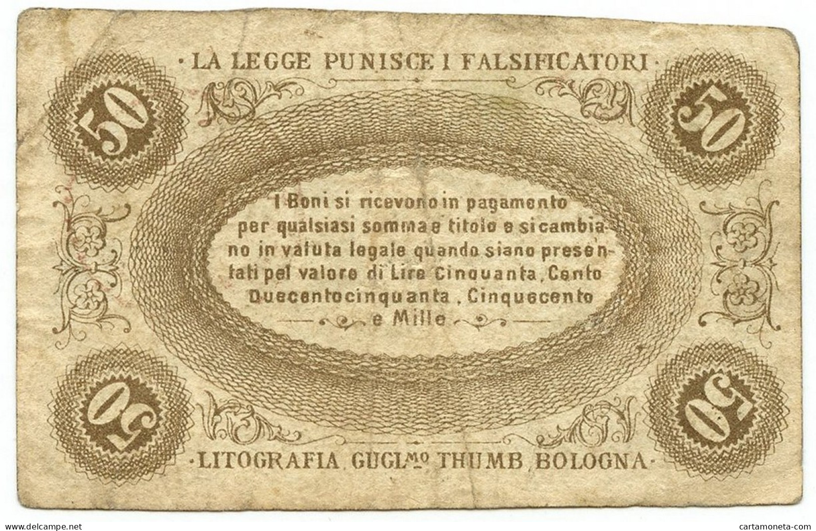 50 CENTESIMI BANCA TOSCANA DI ANTICIPAZIONI E SCONTO FIRENZE 24/04/1870 BB - Other & Unclassified