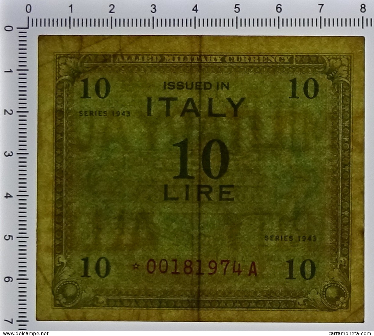 10 LIRE OCCUPAZIONE AMERICANA IN ITALIA MONOLINGUA ASTERISCO 1943 BB+ - Occupation Alliés Seconde Guerre Mondiale