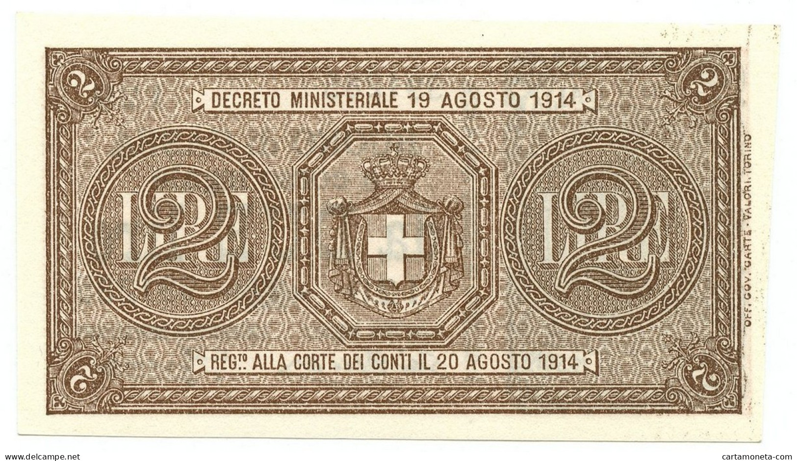 2 LIRE BUONO DI CASSA EFFIGE VITTORIO EMANUELE III 14/03/1920 FDS-/FDS - Regno D'Italia - Altri