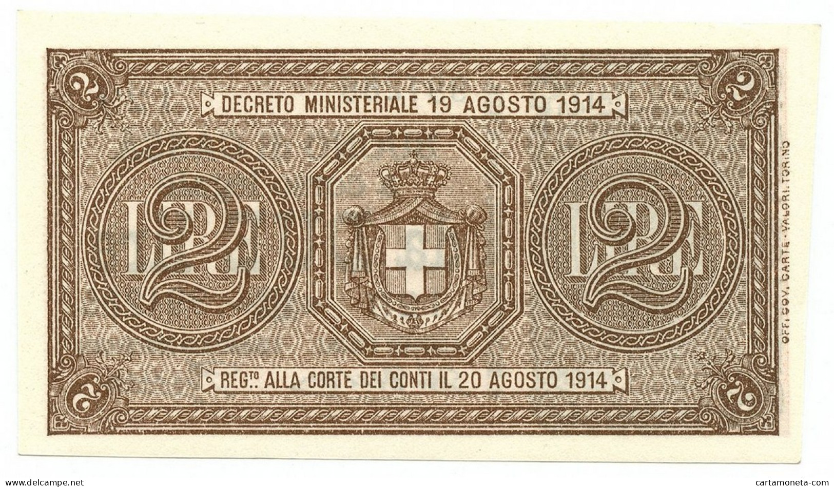 2 LIRE BUONO DI CASSA EFFIGE VITTORIO EMANUELE III 14/03/1920 FDS-/FDS - Regno D'Italia - Altri
