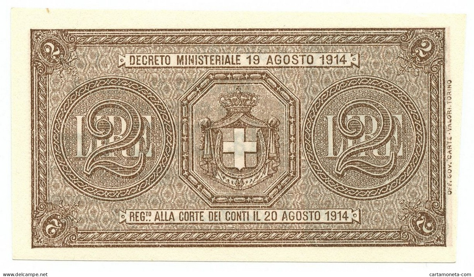 2 LIRE BUONO DI CASSA EFFIGE VITTORIO EMANUELE III 14/03/1920 FDS-/FDS - Regno D'Italia - Altri