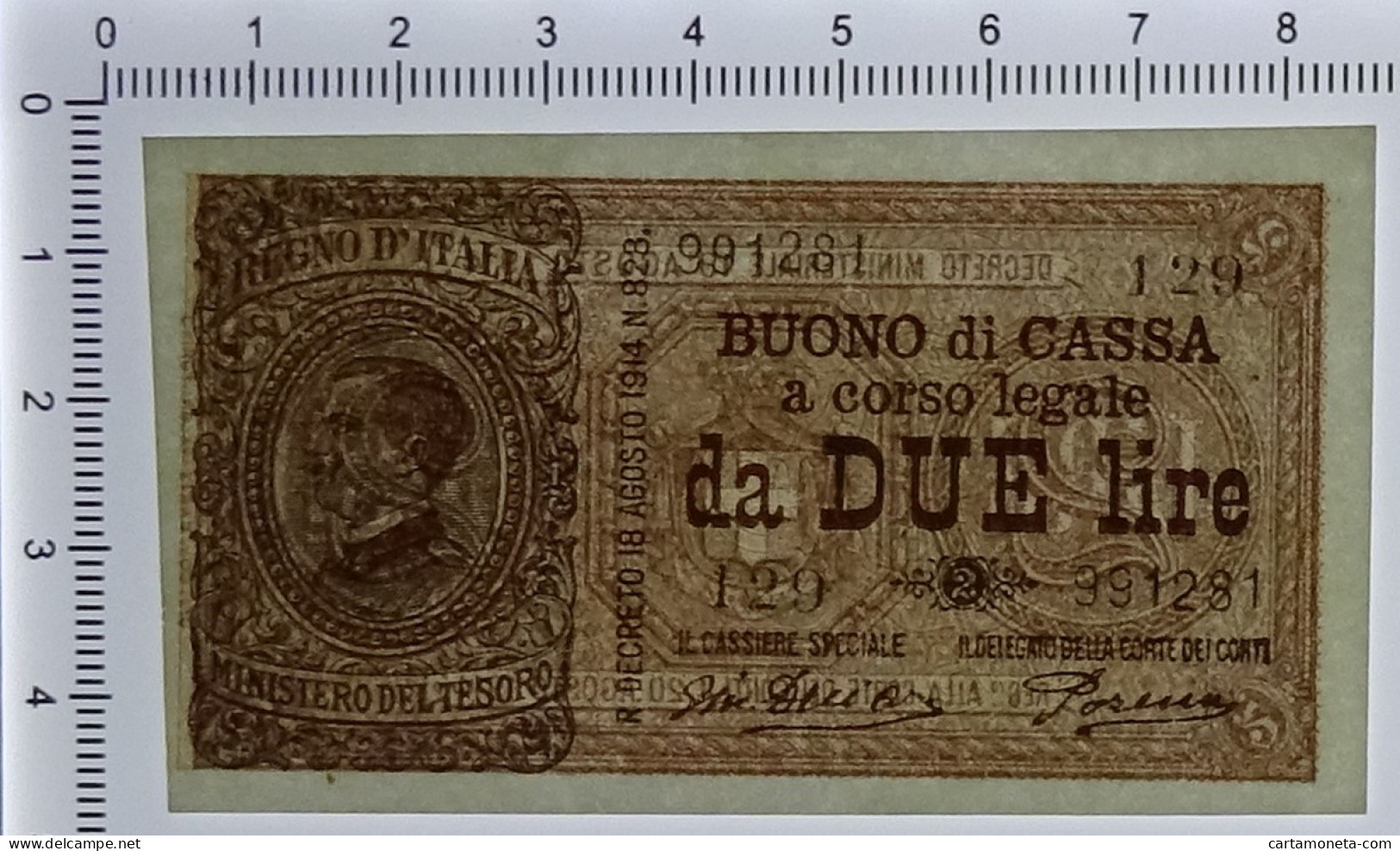 2 LIRE BUONO DI CASSA EFFIGE VITTORIO EMANUELE III 14/03/1920 FDS-/FDS - Andere