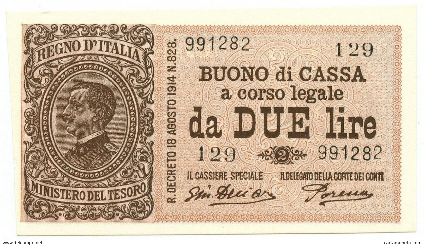 2 LIRE BUONO DI CASSA EFFIGE VITTORIO EMANUELE III 14/03/1920 FDS-/FDS - Regno D'Italia - Altri