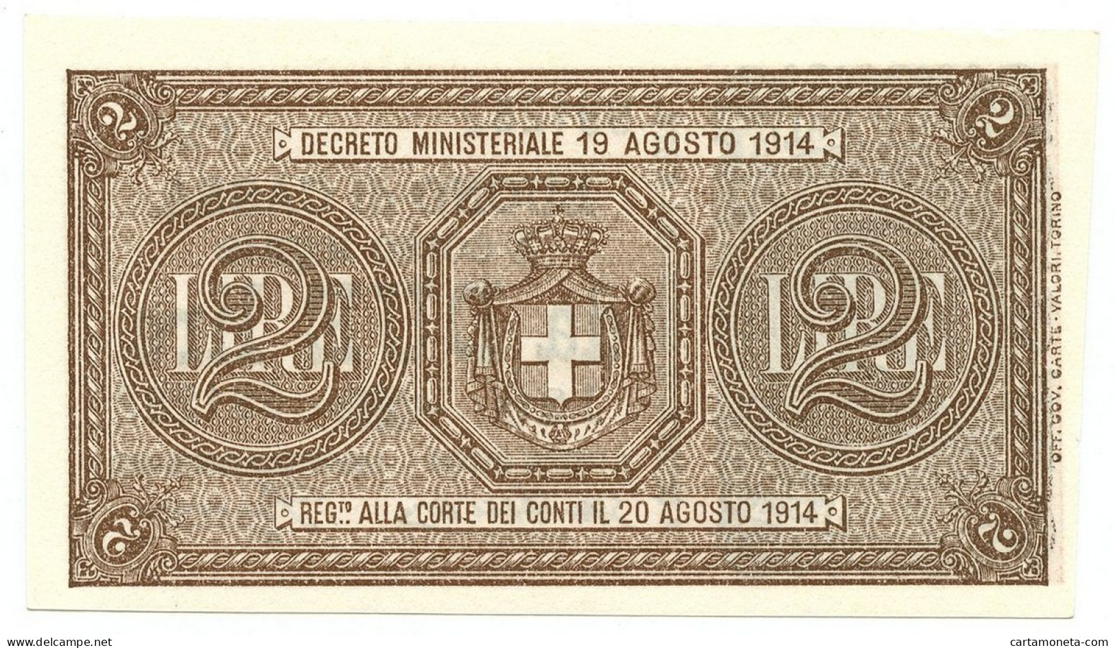 2 LIRE BUONO DI CASSA EFFIGE VITTORIO EMANUELE III 14/03/1920 FDS-/FDS - Regno D'Italia - Altri