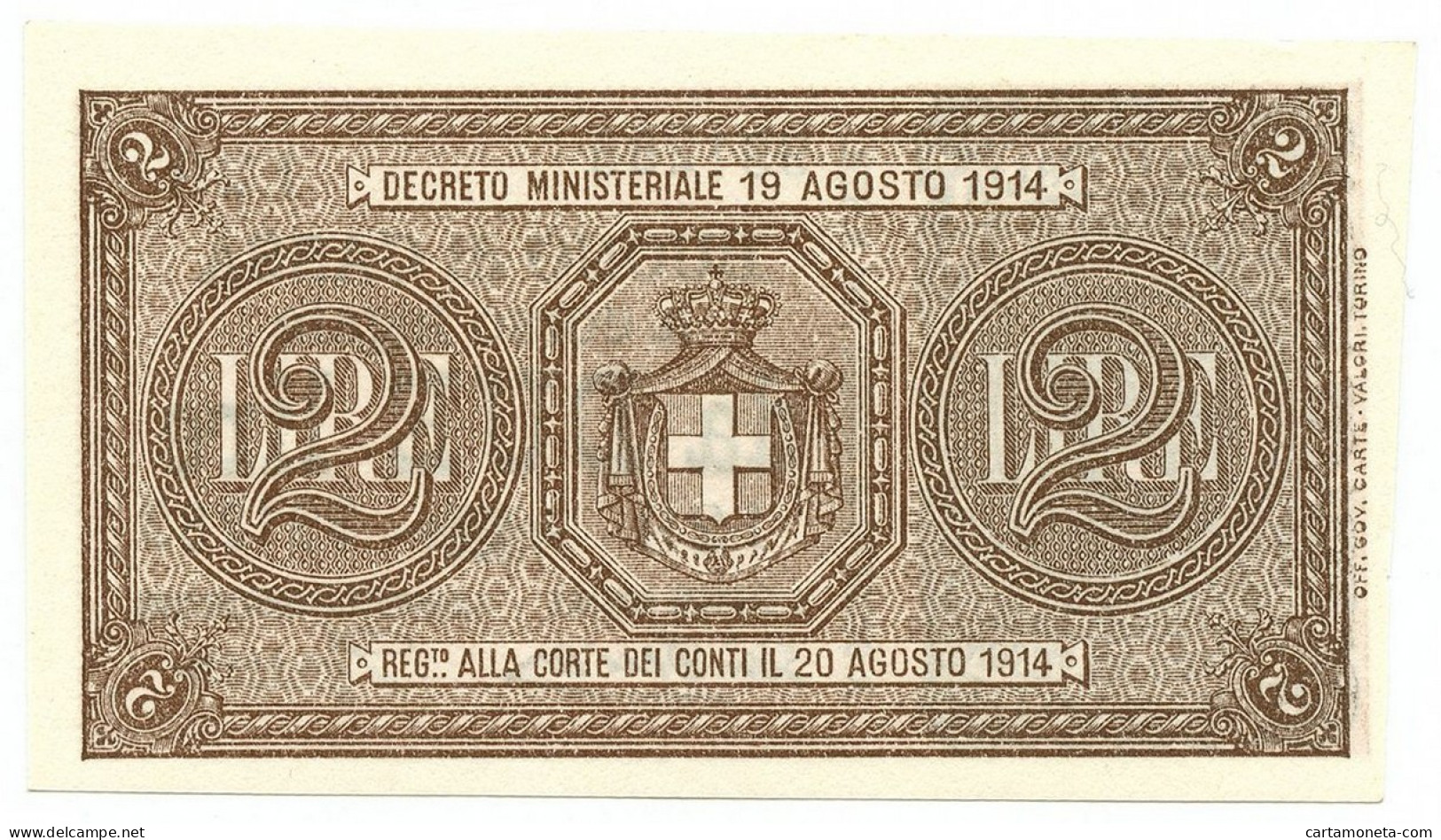 2 LIRE BUONO DI CASSA EFFIGE VITTORIO EMANUELE III 14/03/1920 FDS-/FDS - Andere