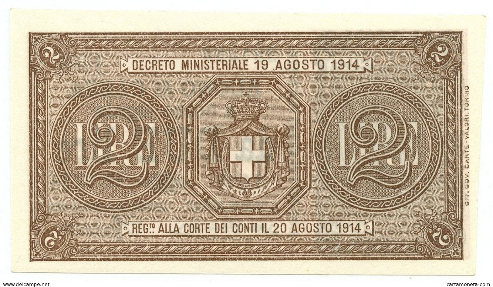 2 LIRE BUONO DI CASSA EFFIGE VITTORIO EMANUELE III 14/03/1920 FDS-/FDS - Regno D'Italia - Altri