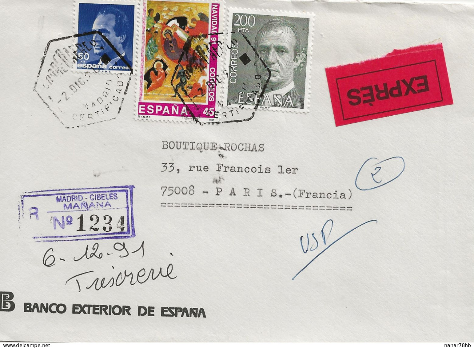 Lettre Exprres Du 2/12/1991 - Eilbriefmarken