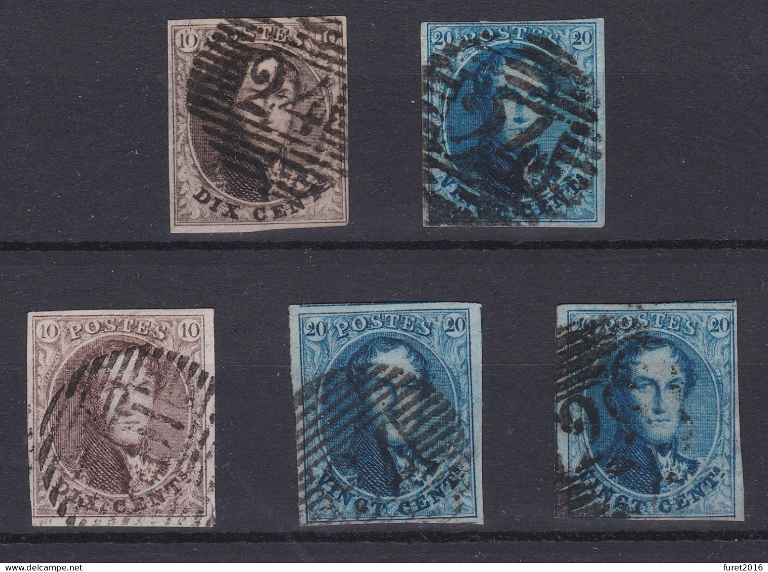 Medaillons N° 6 ,7 ,  10 A , 11  5 Timbres Margés - 1849-1865 Medallones (Otros)