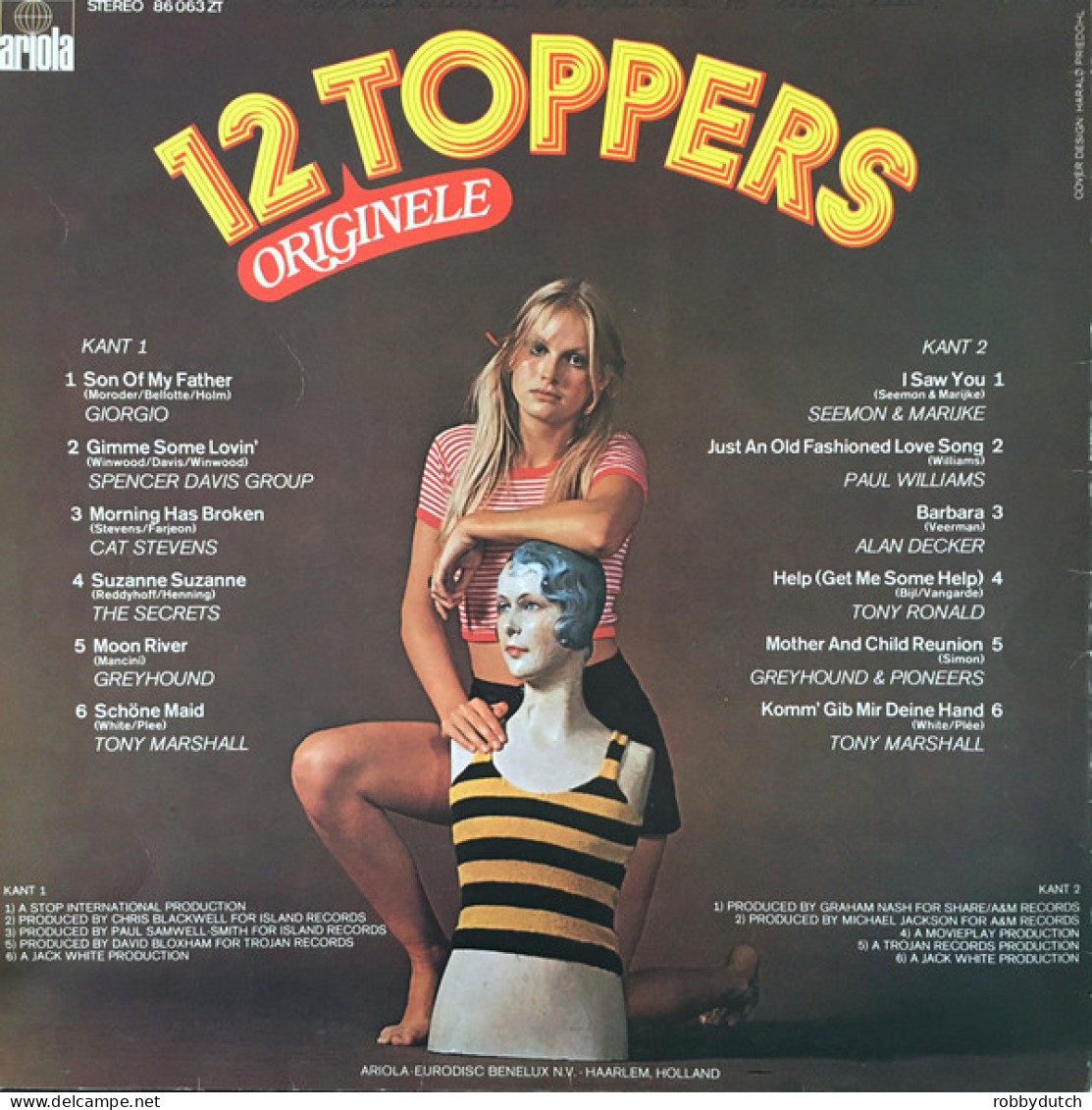 * LP *  12 ORIGINELE TOPPERS - GIORGIO / SPENCER DAVIS GROUP / CAT STEVENS / SECRETS A.o. - Compilaciones