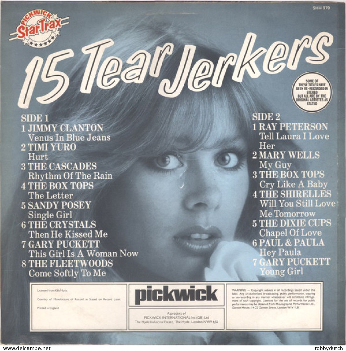 * LP *  15 TEAR JERKERS - CASCADES / BOX TOPS / GARY PUCKETT / TIMI YURO / CRYSTALS A.o. - Compilaciones