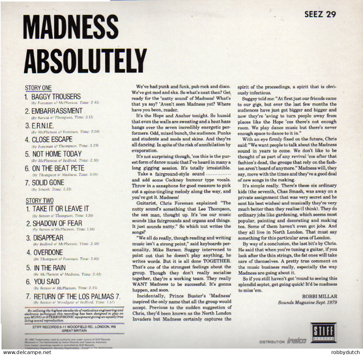 * LP *  MADNESS - ABSOLUTELY (Holland 1980 EX-) - Reggae