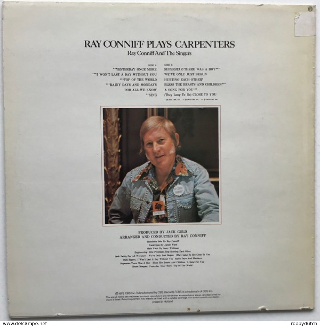 * LP *  RAY CONNIFF PLAYS CARPENTERS (Holland 1975 EX-) - Jazz