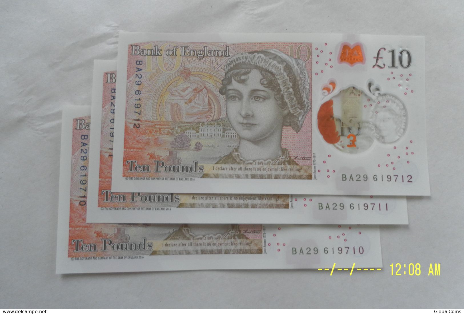 THREE Uncirculated , MINT, British £10 Notes, With Serial Numbers In Sequence. - 10 Ponden