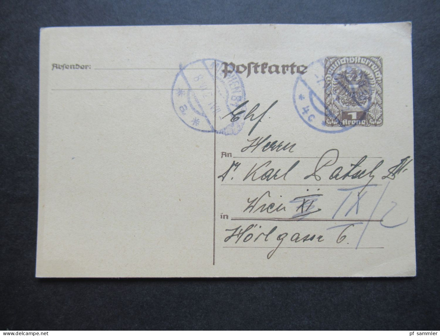 Österreich 1921 1 Krone P 245 Orts PK Wien Einladung Unterhaltungsabend Schulvereinsortsgruppe Moldavia / Studentika - Autres & Non Classés