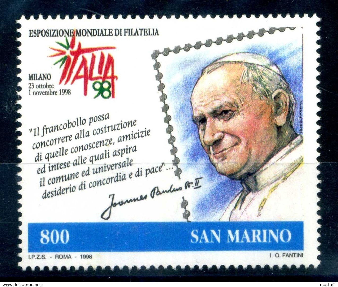 1998 SAN MARINO SET MNH ** Esposizione Mondiale Di Filatelia, Giovanni Paolo II - Ongebruikt