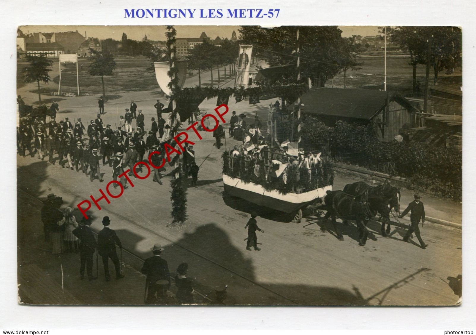 MONTIGNY LES METZ-57-CHAR-Defile-1912-CARTE PHOTO Allemande-FRANCE-MILITARIA- - Metz Campagne