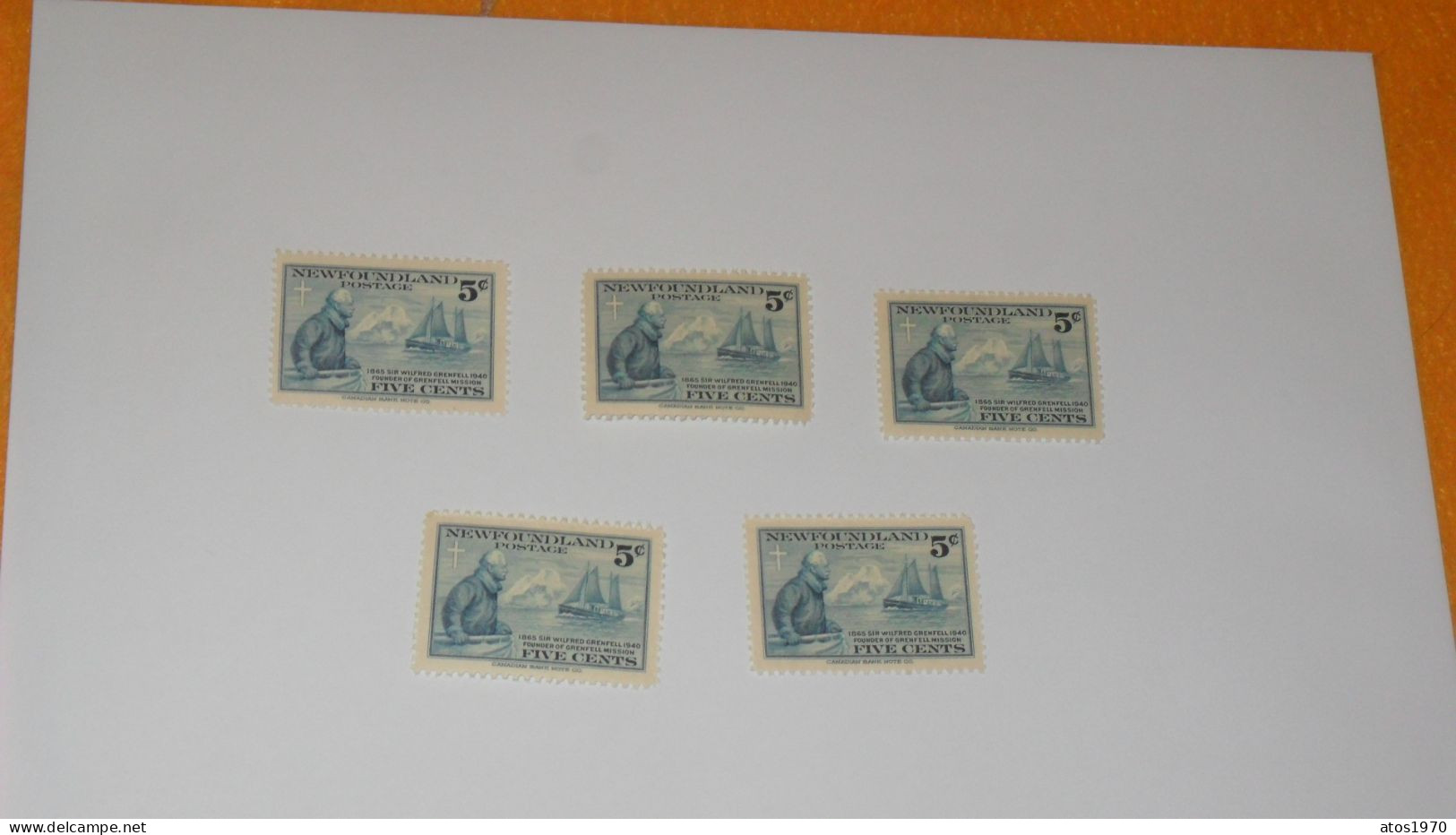 LOT 5 TIMBRES NEUFS NEWFOUNDLAND 5C POSTAGE SIR WILFRED GRENFELL... - Altri & Non Classificati