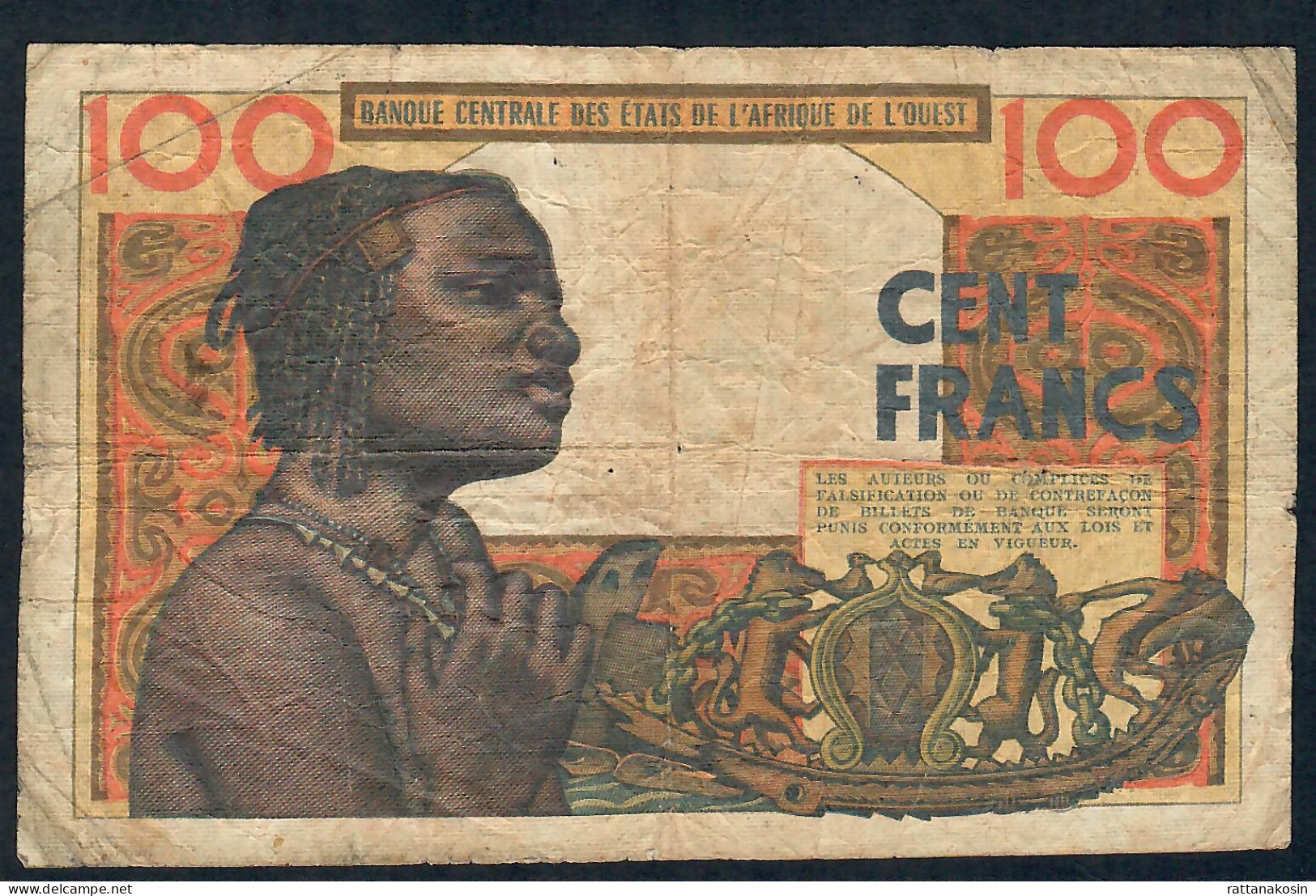 W.A.S. BENIN  P201Be 100 FRANCS 2.3.1965  FINE - West African States