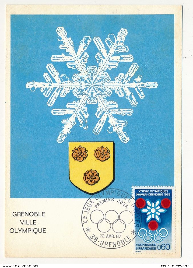 FRANCE - Carte Maximum - 0,60 - J.O. De Grenoble : Grenoble Ville Olympique - 22/4/1967 - 1960-1969