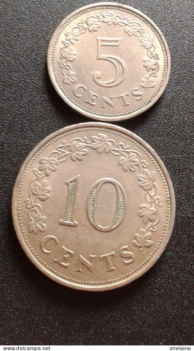 Monnaie, Malte, 5   Et 10  Cents, 1972, British Royal Mint, , Copper-nickel, (B9 09) - Malta