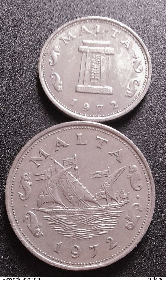 Monnaie, Malte, 5   Et 10  Cents, 1972, British Royal Mint, , Copper-nickel, (B9 09) - Malta