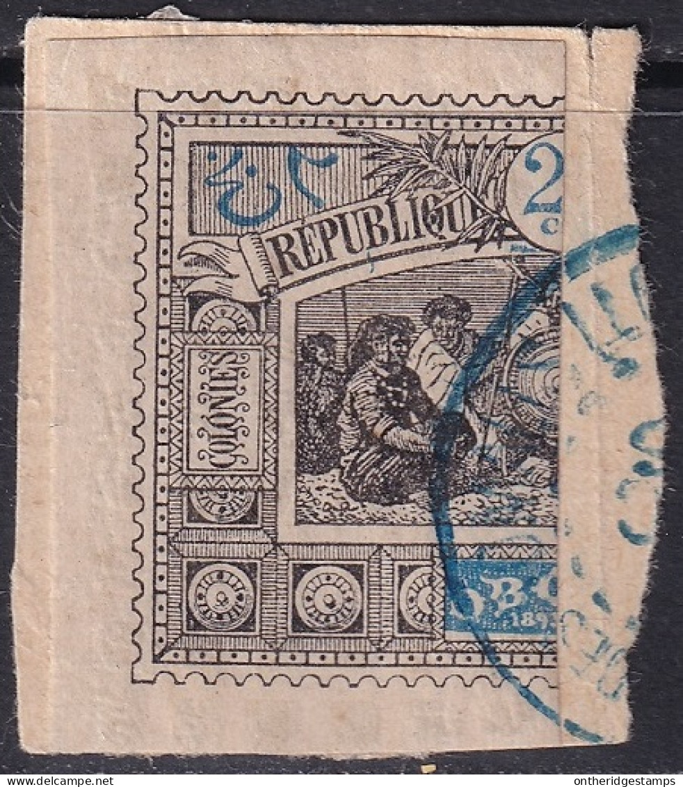 Obock 1894 Sc 53b Yt 54a Left Half Used On Piece - Used Stamps