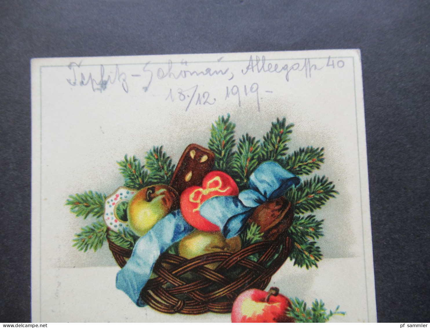 CSSR / CSR 1919 Weihnachts PK / Glückliches Weihnachten Frankiert Mit Hradschin / Mucha Nach Wien Gesendet - Storia Postale