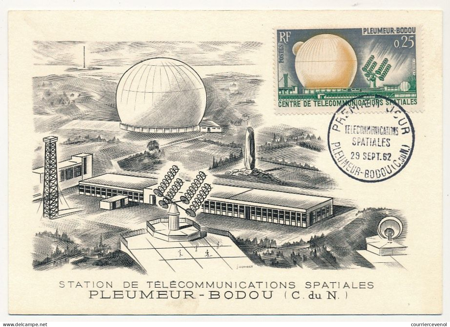FRANCE - 2 Cartes Maximum - 0,25 Et 0,50 - Première Liaison Télévision Par Satellite - Pleumeur Bodou - 28/9/1962 - 1960-1969