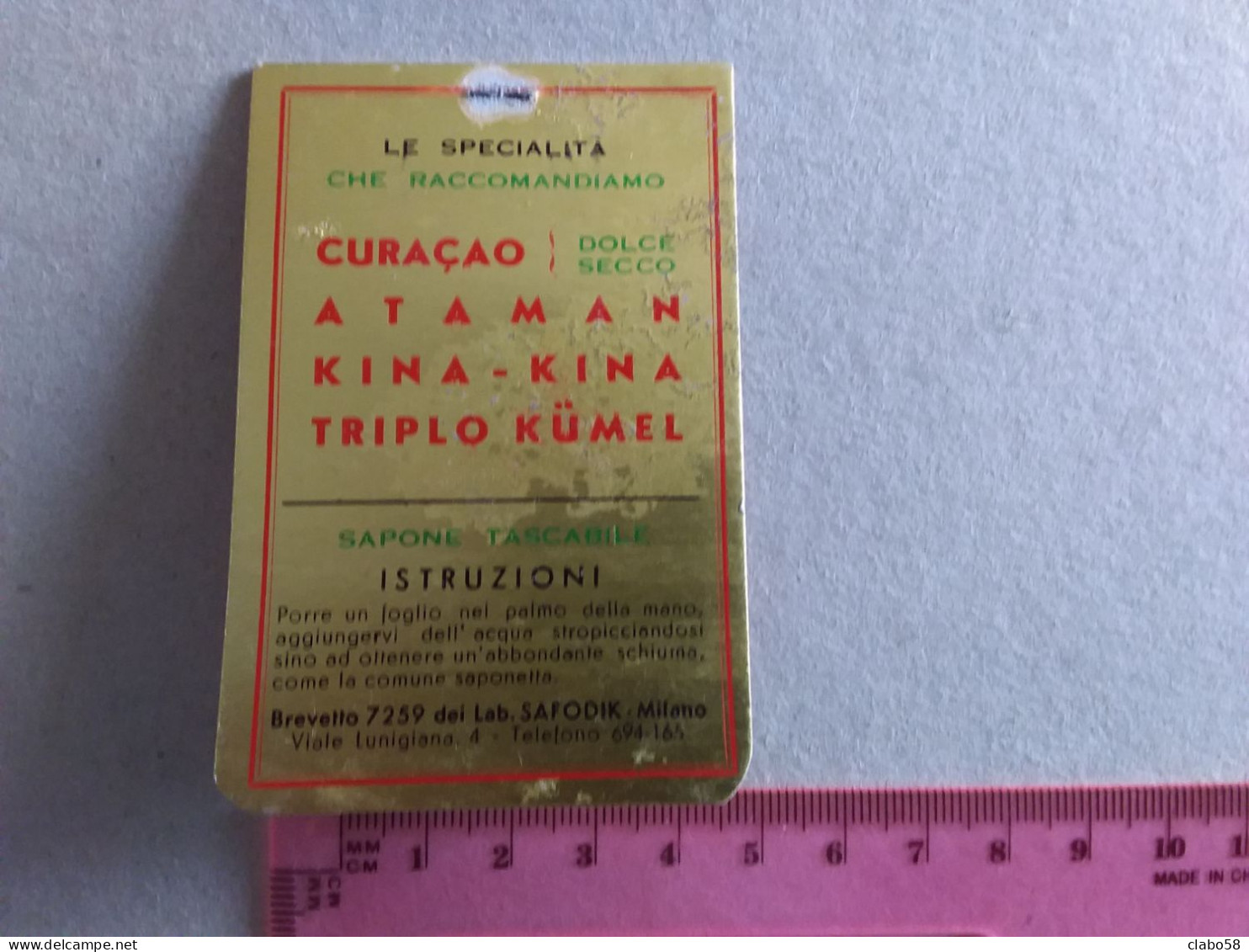 1954 CURACAO NAPOLEON IL CORDIALE DI CLASSE  SAPONE TASCABILE SAFODIK IN FOGLI, DA VIAGGIO, PER PUBBLICITA' - Accessoires