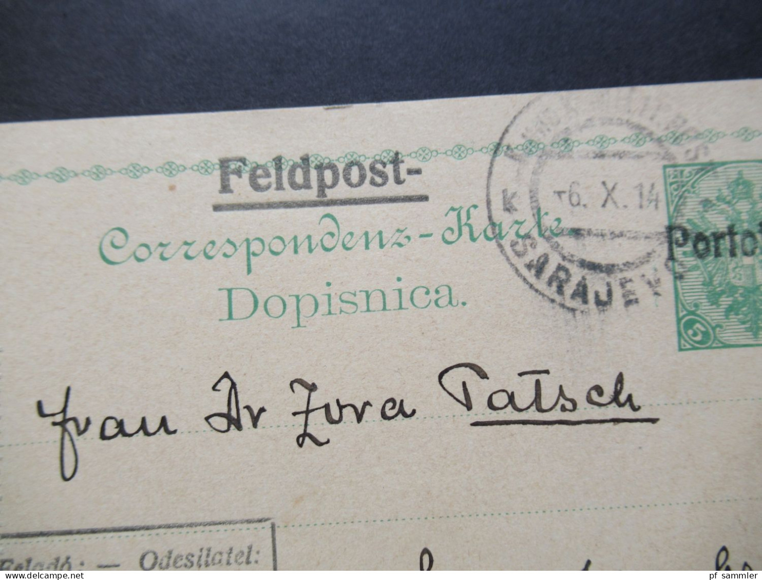 Österreich / Bosnien - Herzegowina Feldpost PK Mit Stempel Portofrei / KuK Militärpost Sarajevo Nach Samobor Bei Agram - Bosnien-Herzegowina