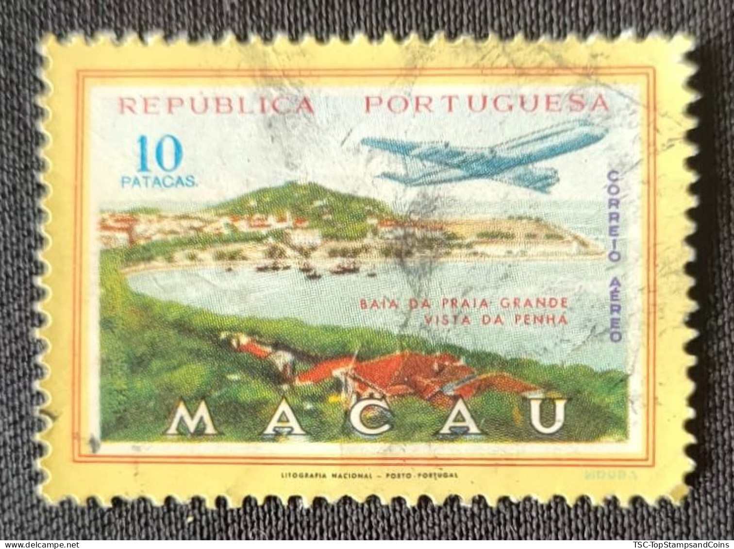 MAC6720U9 - Air Mail - Views Of Macau - 10 Patacas Used Stamp - Macau 1960 - Used Stamps