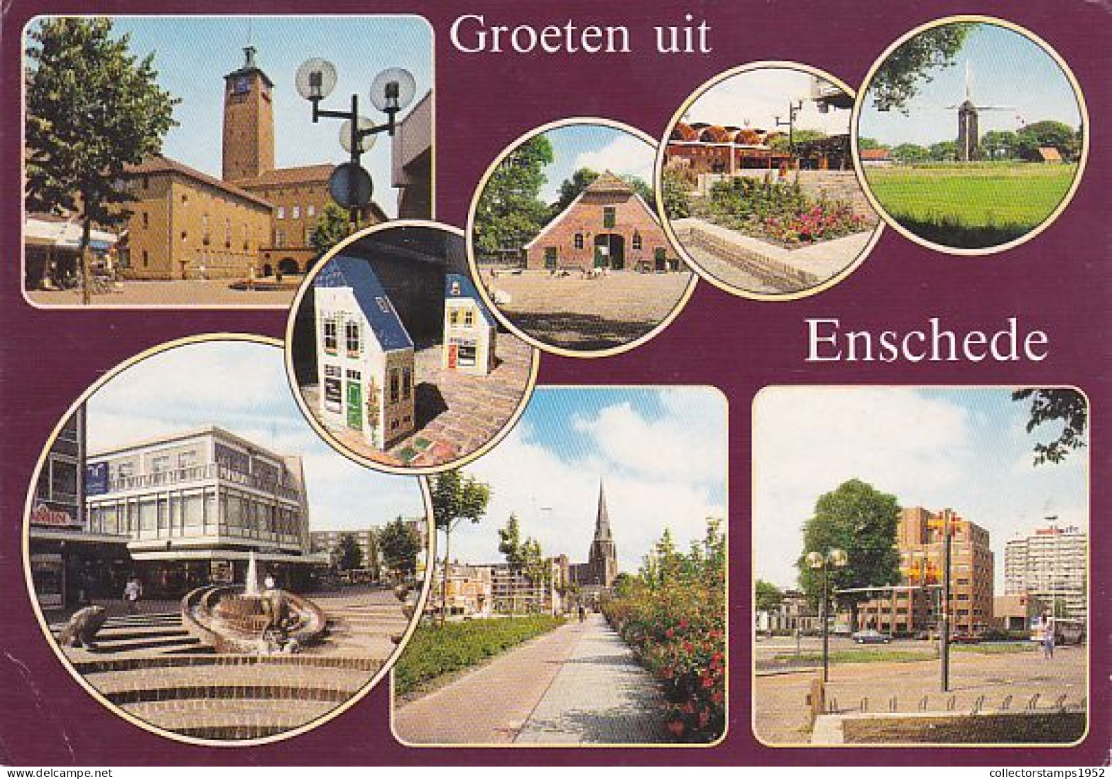 ENSCHEDE STREET VIEWS, FOUNTAIN, CHURCH, TOWN HALL, WINDMILL, PEOPLE, DIFFERENT VIEWS - Enschede