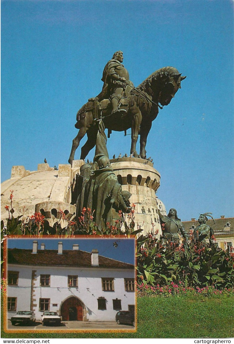 Romania Cluj-Napoca Statuia Si Cada Memoriala A Lui Matei Corvin - Romania