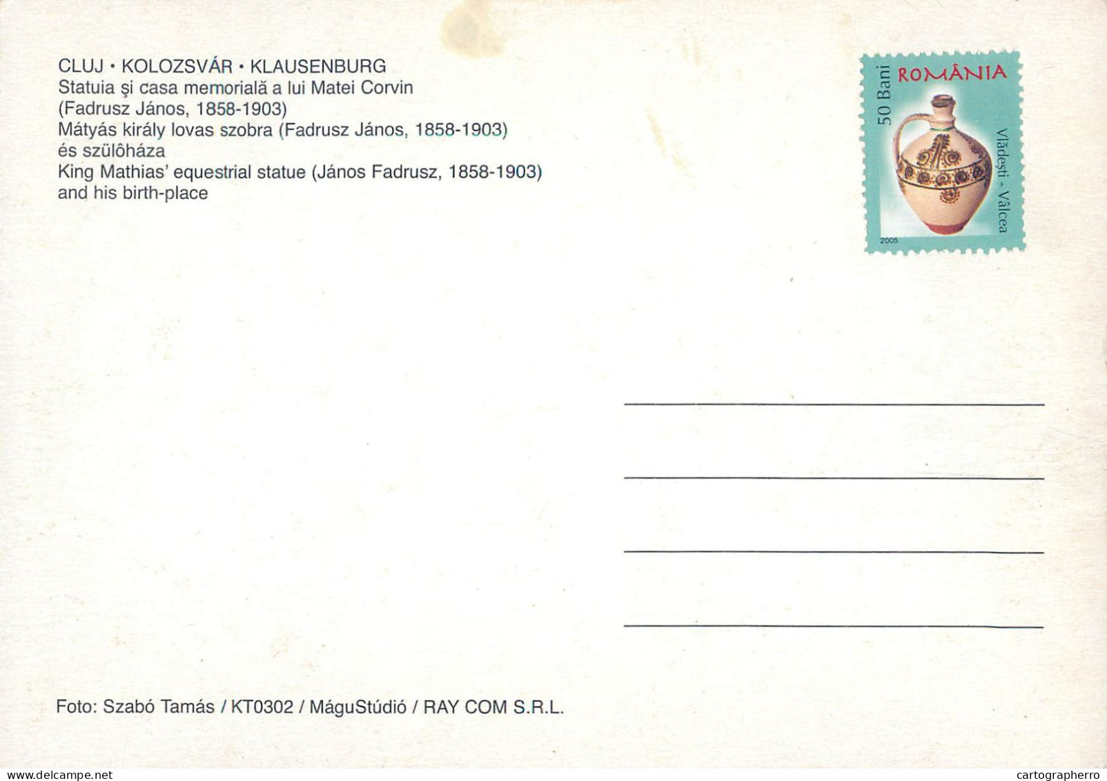 Romania Cluj-Napoca Statuia Si Cada Memoriala A Lui Matei Corvin - Romania