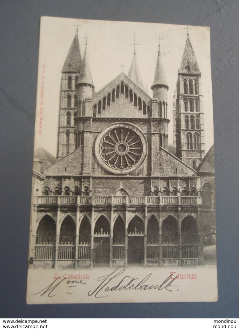 Cpa La Cathédrale De Tournai. Précurseur 1904 De La Sucrerie De Saint-martin Au Laert - Doornik