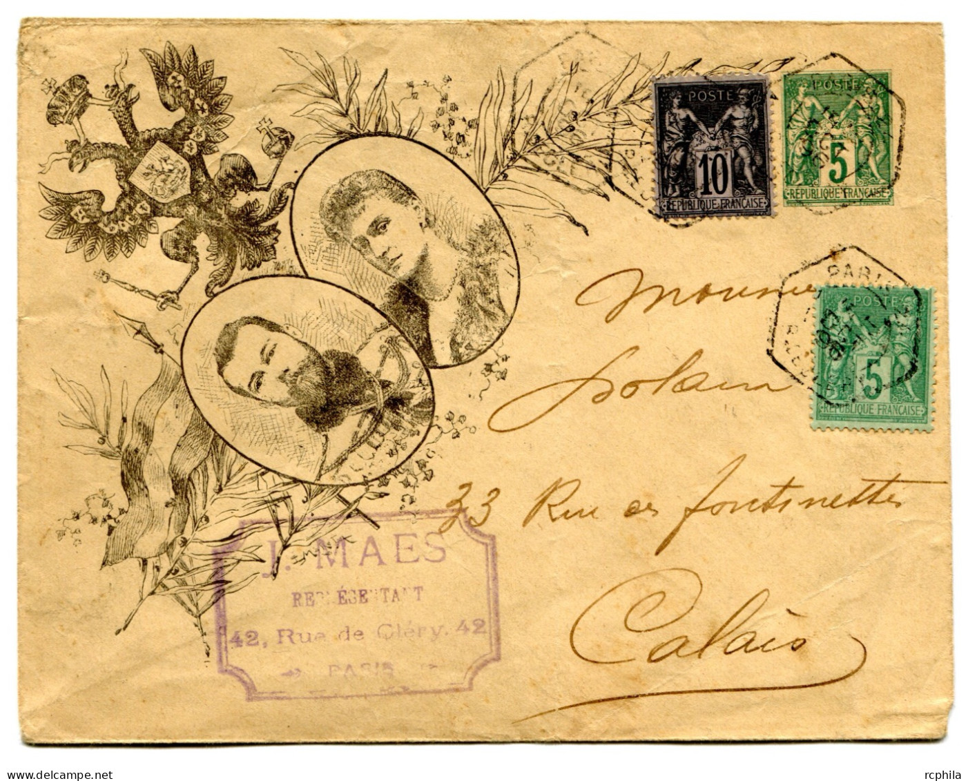 RC 25368 FRANCE ENTIER ENVELOPPE REPIQUÉE VISITE DU TSAR DE RUSSIE DE PARIS POUR CALAIS - Enveloppes Repiquages (avant 1995)