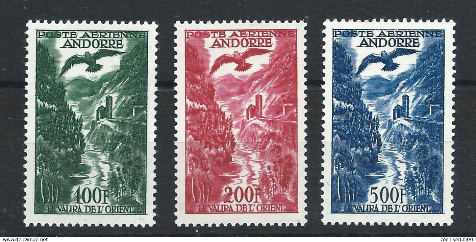 Andorre PA N°2/4* (MH) 1955/57 - Paysages "Le Valira De L'Orient" - Luchtpost