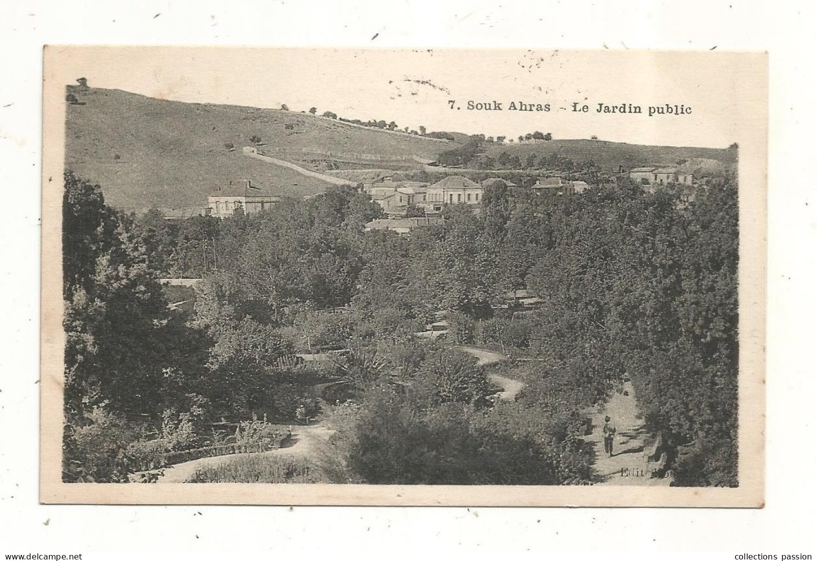 Cp, ALGERIE, SOUK AHRAS, Le Jardin Public, Voyagée 1932 - Souk Ahras