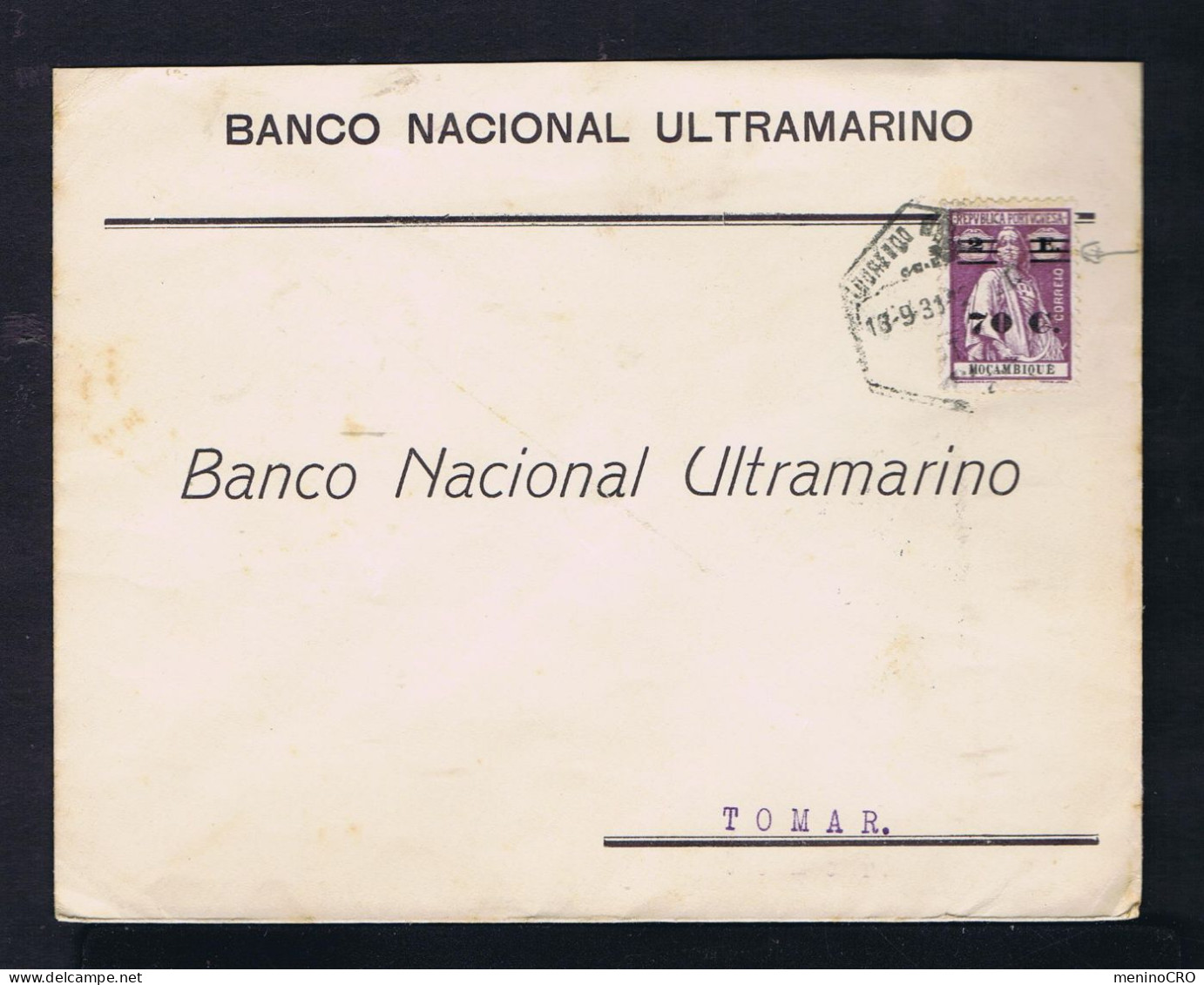 Gc7725 MOZAMBIQUE Ceres OVERPRINT/ Surcharged Mailed BNU L.ço Marques  (19-03-1931) To TOMAR (04-11-1931) Portugal - Postal Logo & Postmarks