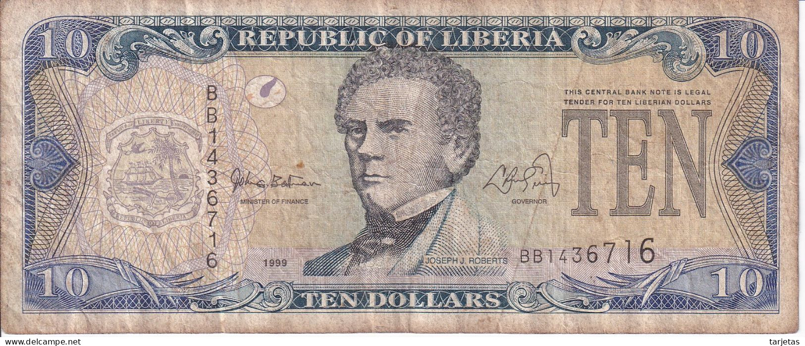 BILLETE DE LIBERIA DE 10 DOLLARS  DEL  AÑO 1999  (BANKNOTE) - Liberia