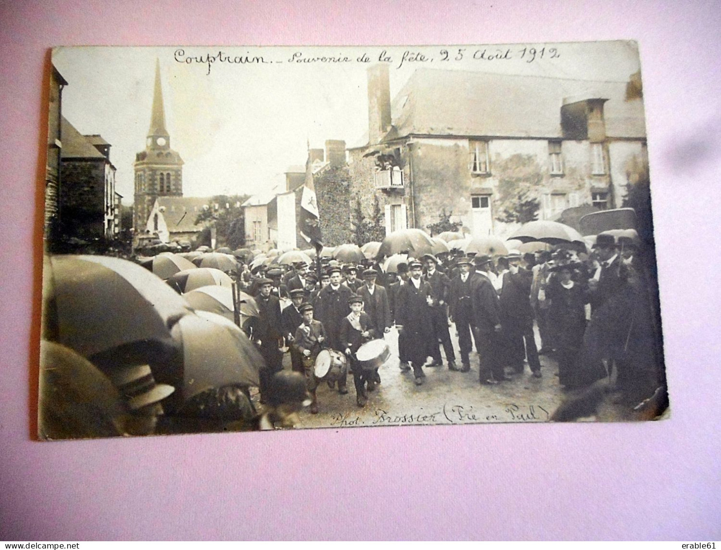 CARTE PHOTO 53 COUPTRAIN SOUVENIR DE LA FETE DU 25 AOUT 1912 Phot BROSSIER PRE EN PAIL - Couptrain