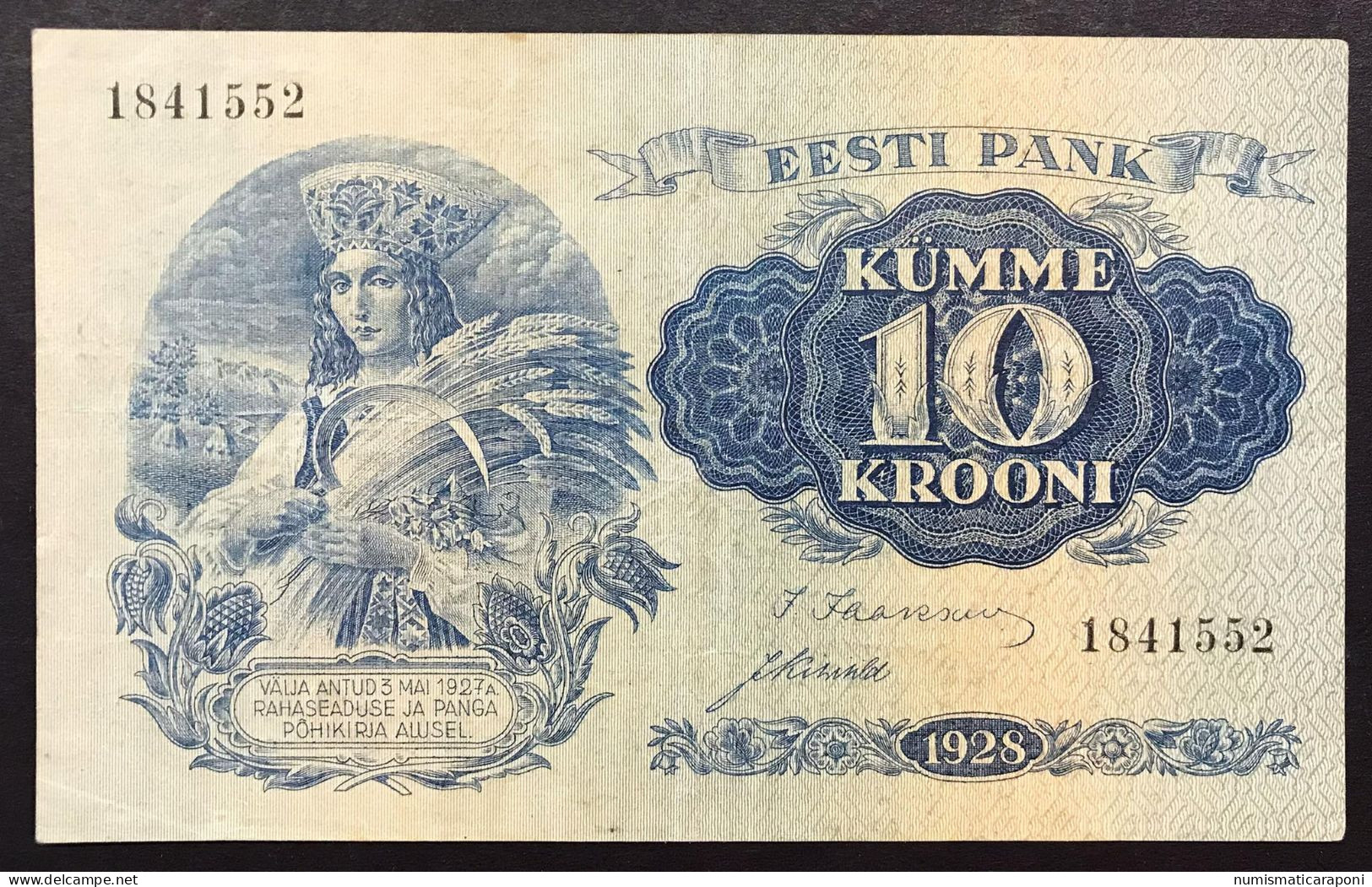 EESTI PANK Estonia 10 KUMME KROONI 1928 Pick#63a Vf Bb  Lotto 4566 - Estonia