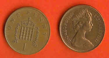 GREAT BRITAIN 1982-84 Coin 1p Bronze KM927 C489 - 1 Penny & 1 New Penny