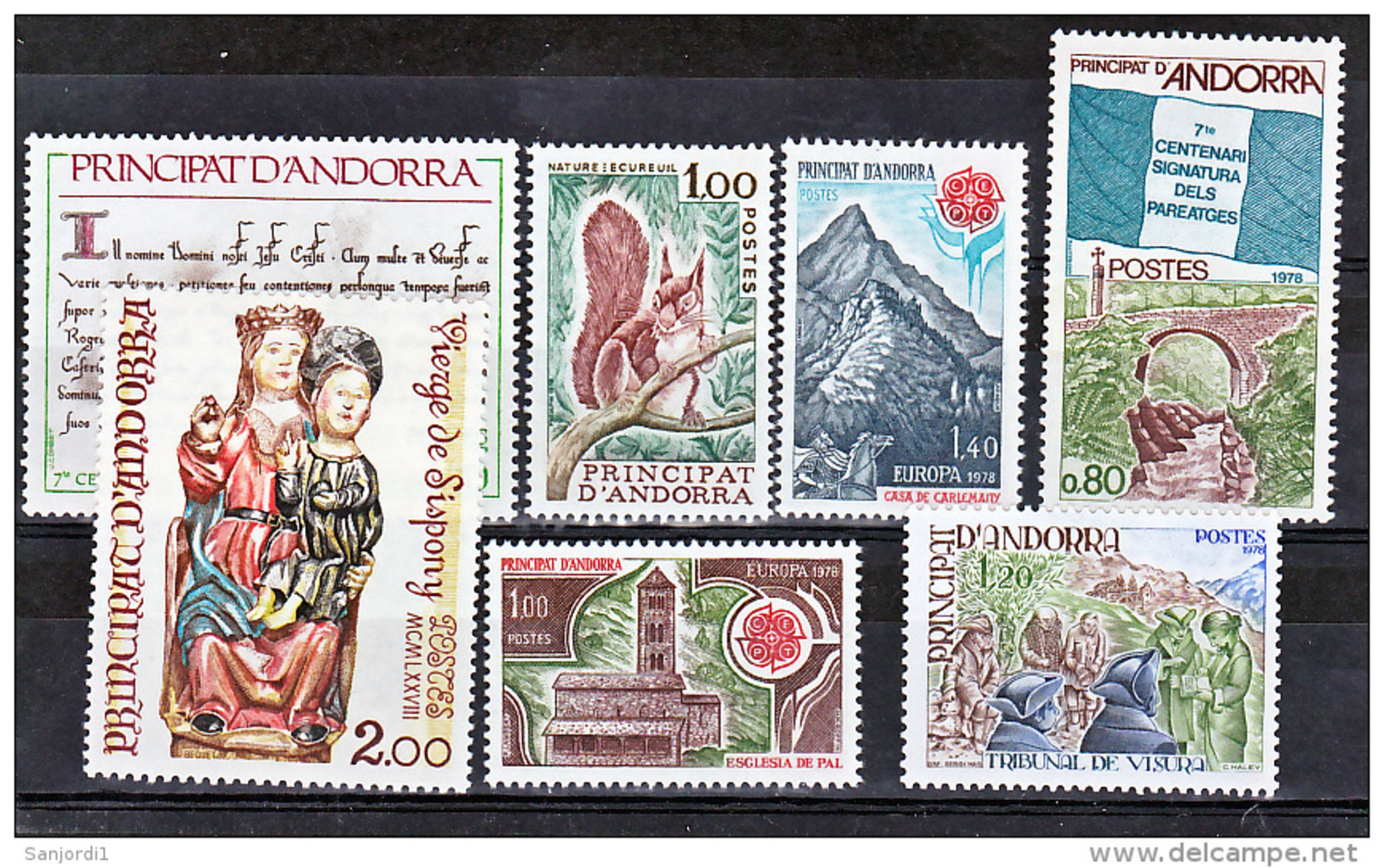 Andorre Française 1978 Année Complète 25 % Neuf ** TB MNH Sin Charnela Cote 31 - Volledige Jaargang